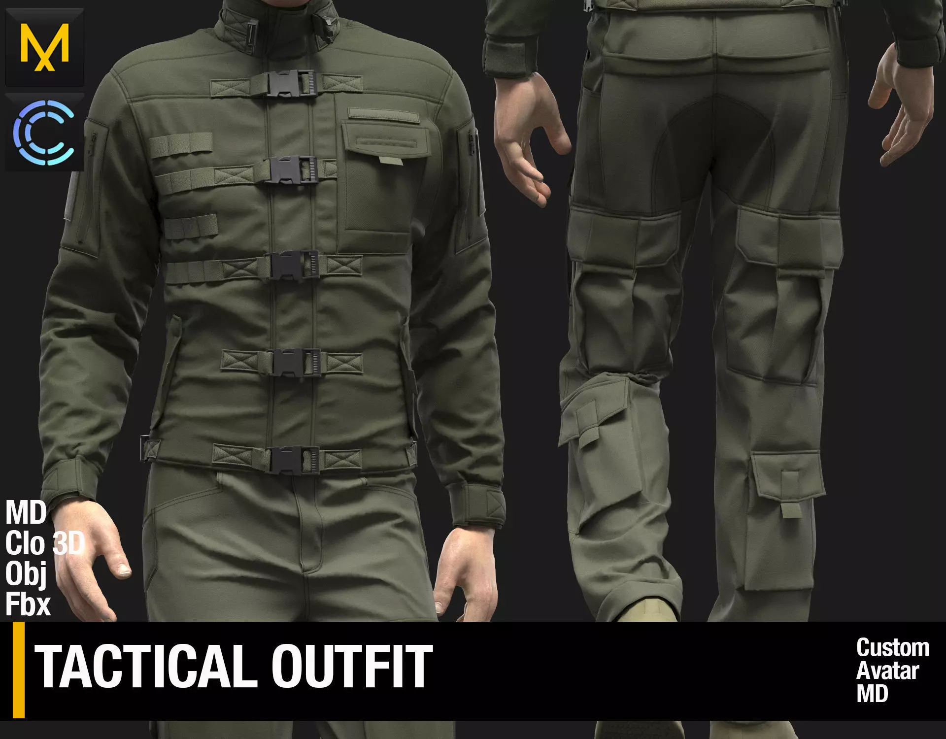 Tactical Outfit Marvelous Designer Clo 3D project 3D model_0
