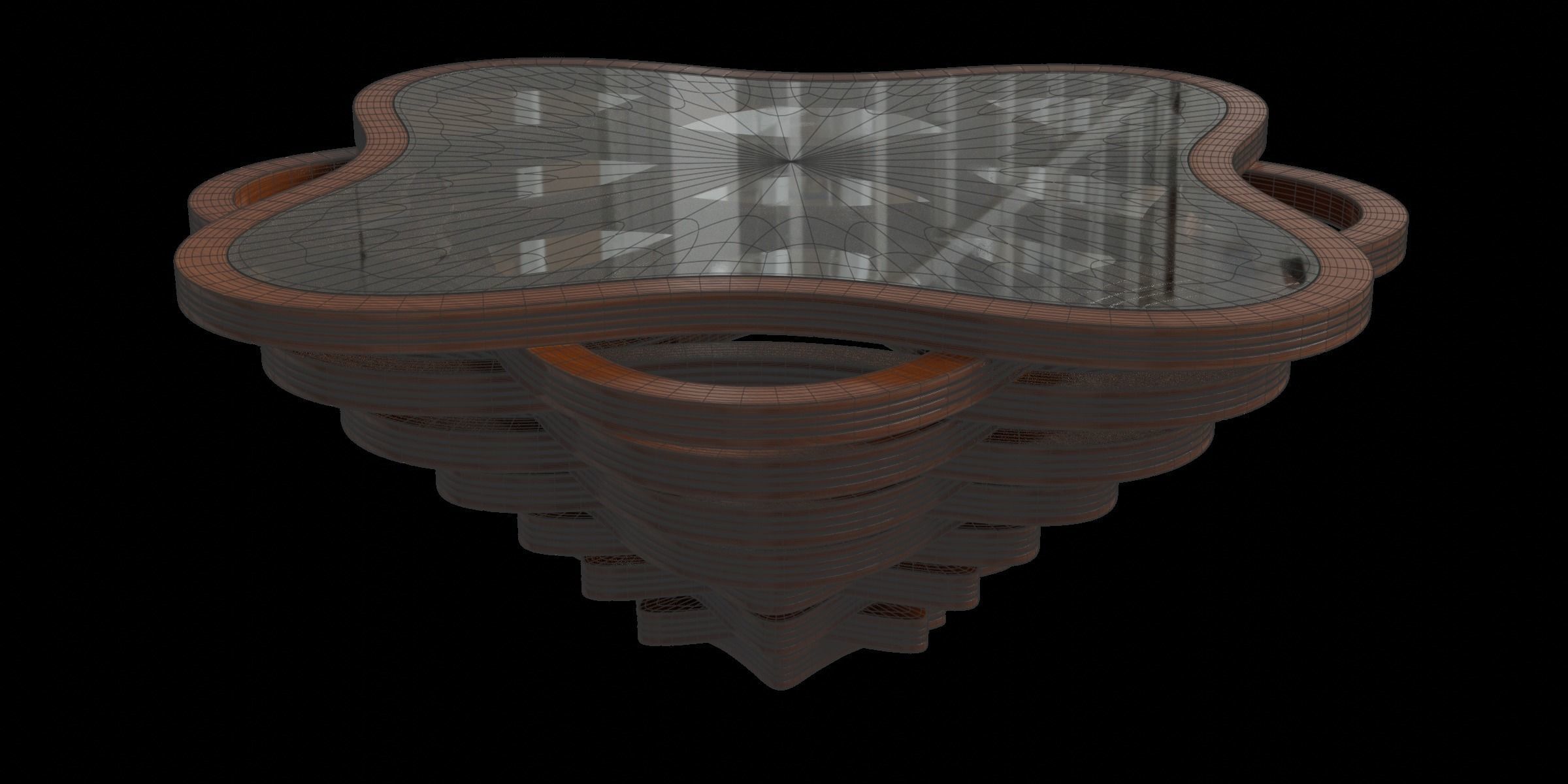 Curved Rhombus Coffee Table 3D model_3