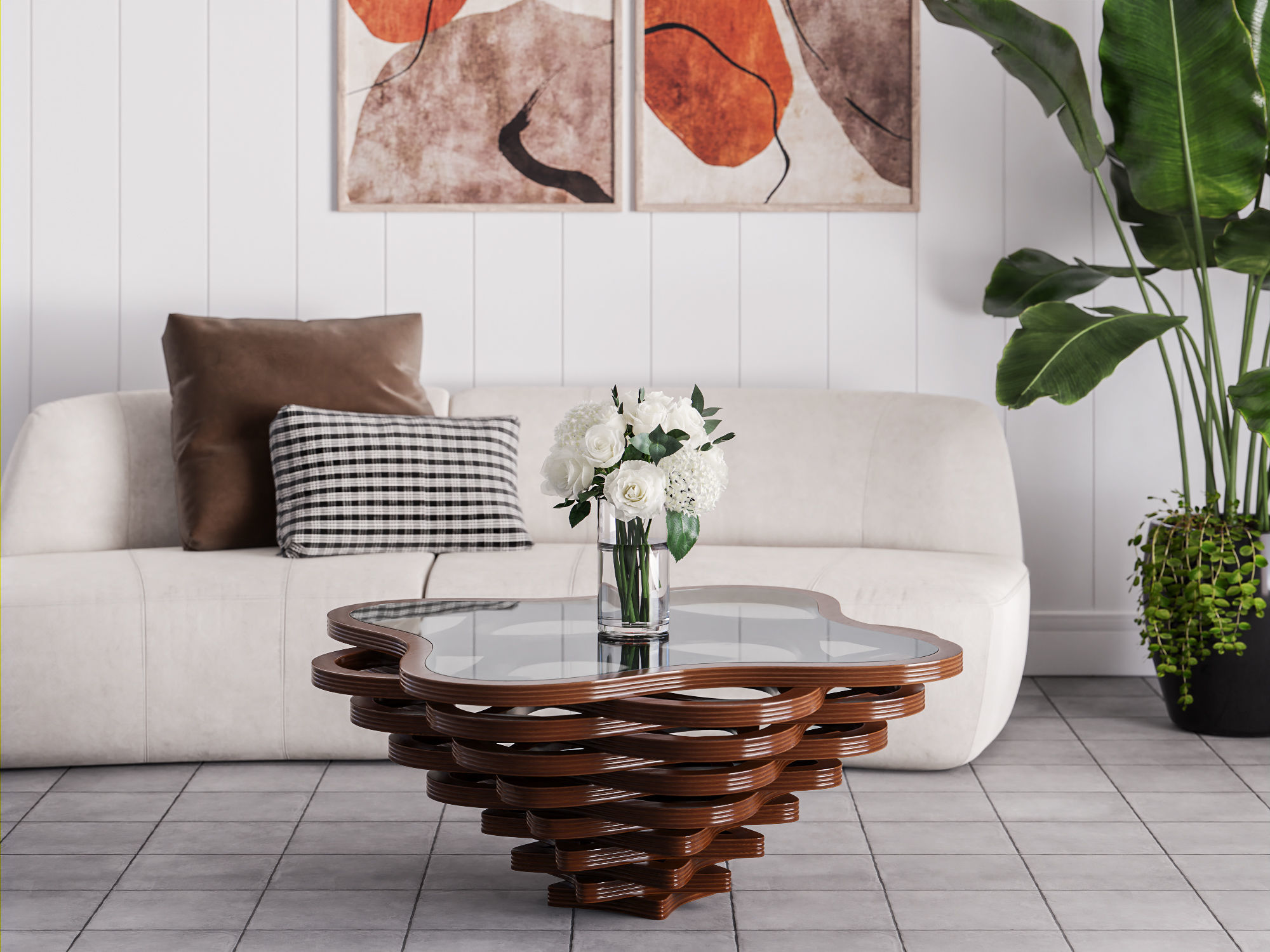 Curved Rhombus Coffee Table 3D model_12