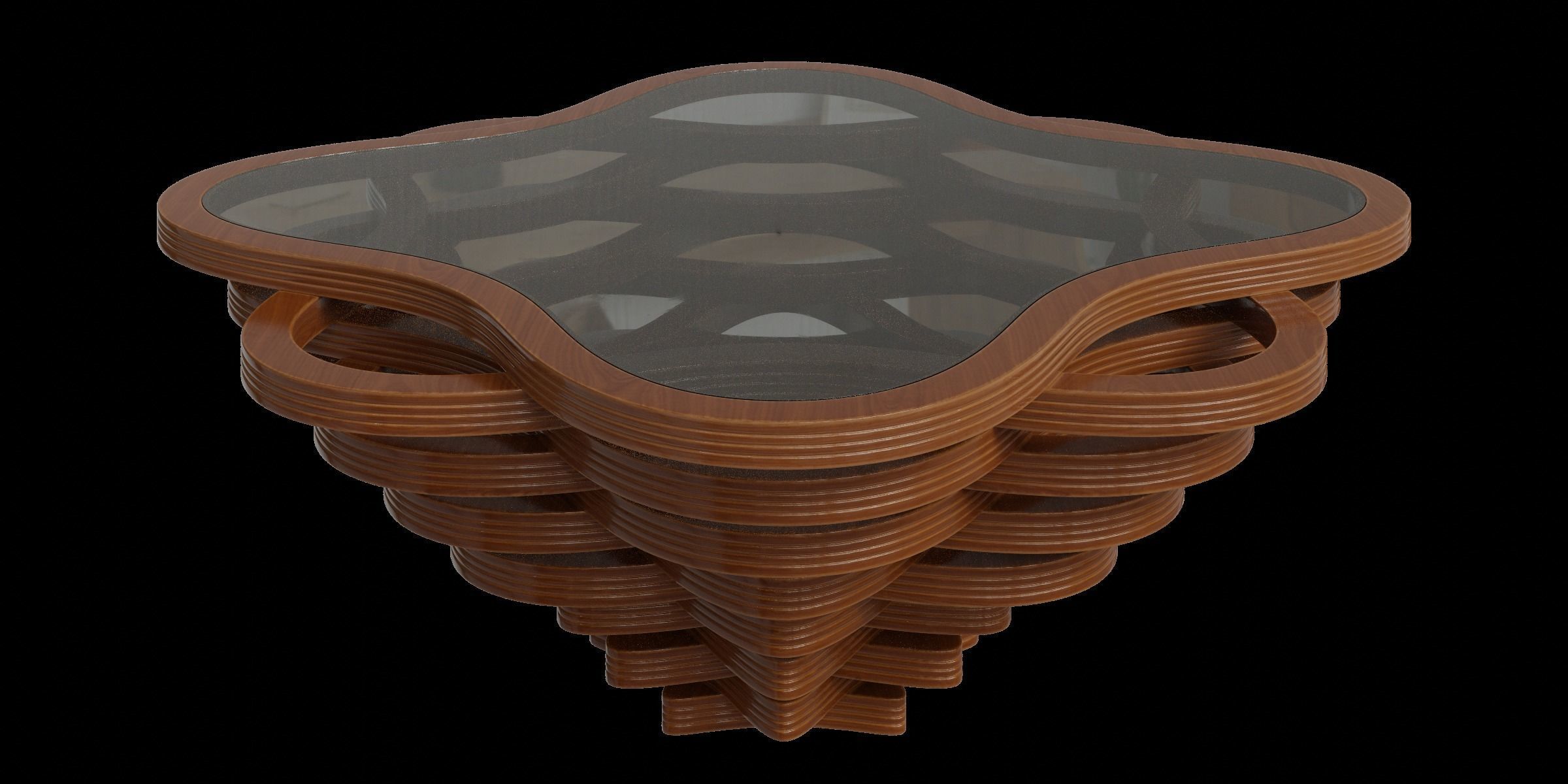Curved Rhombus Coffee Table 3D model_6