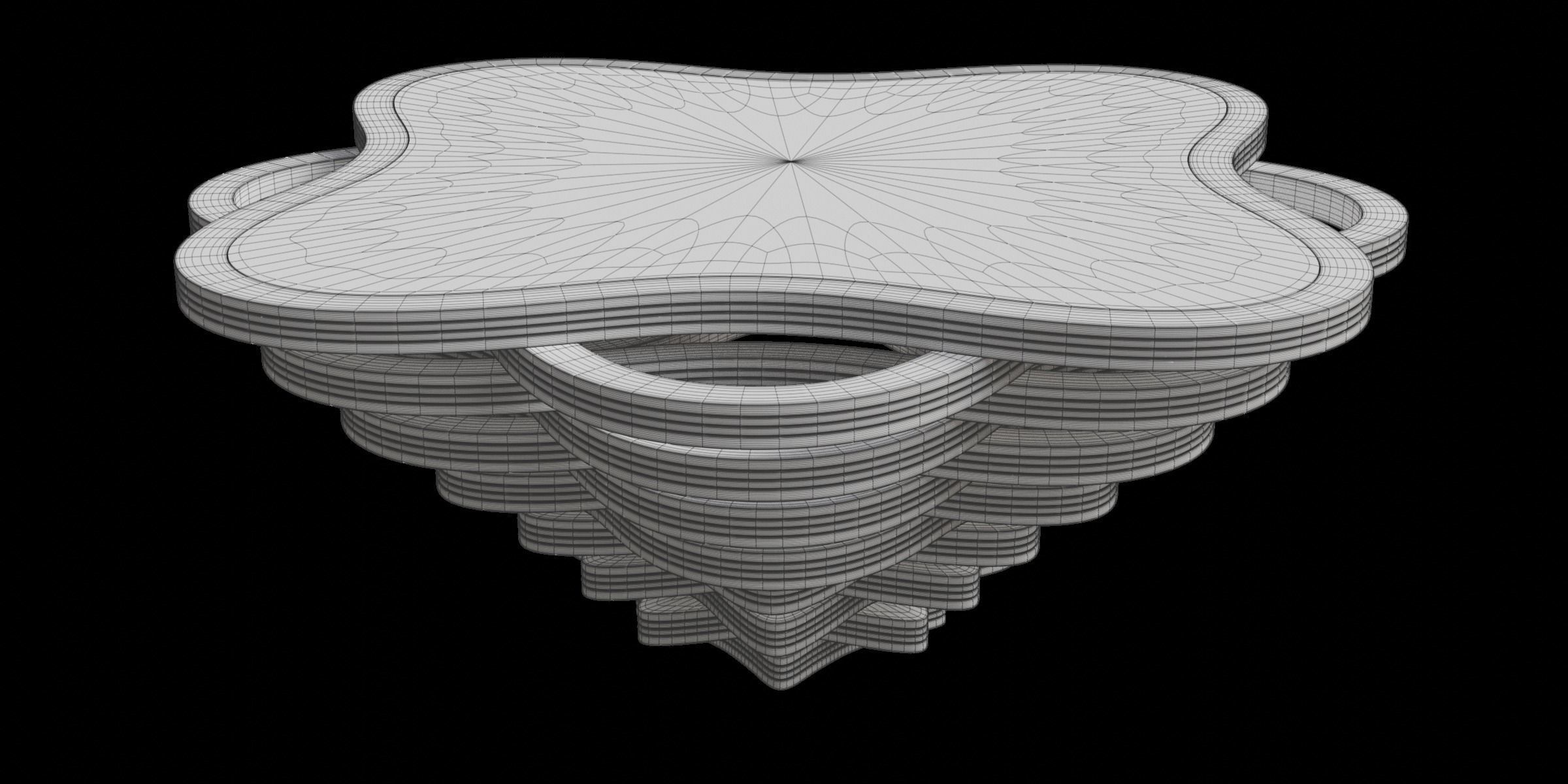Curved Rhombus Coffee Table 3D model_2