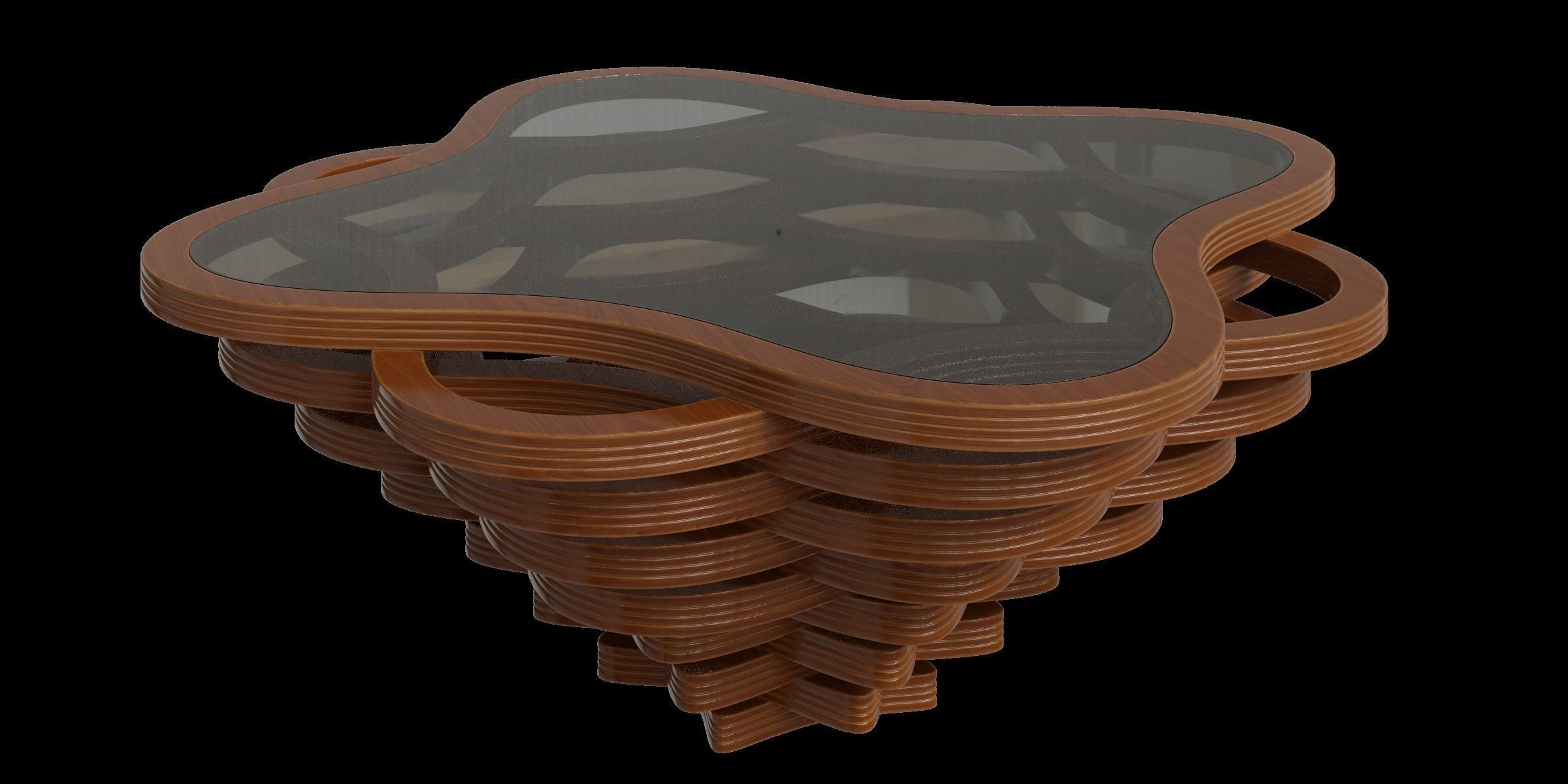 Curved Rhombus Coffee Table 3D model_7
