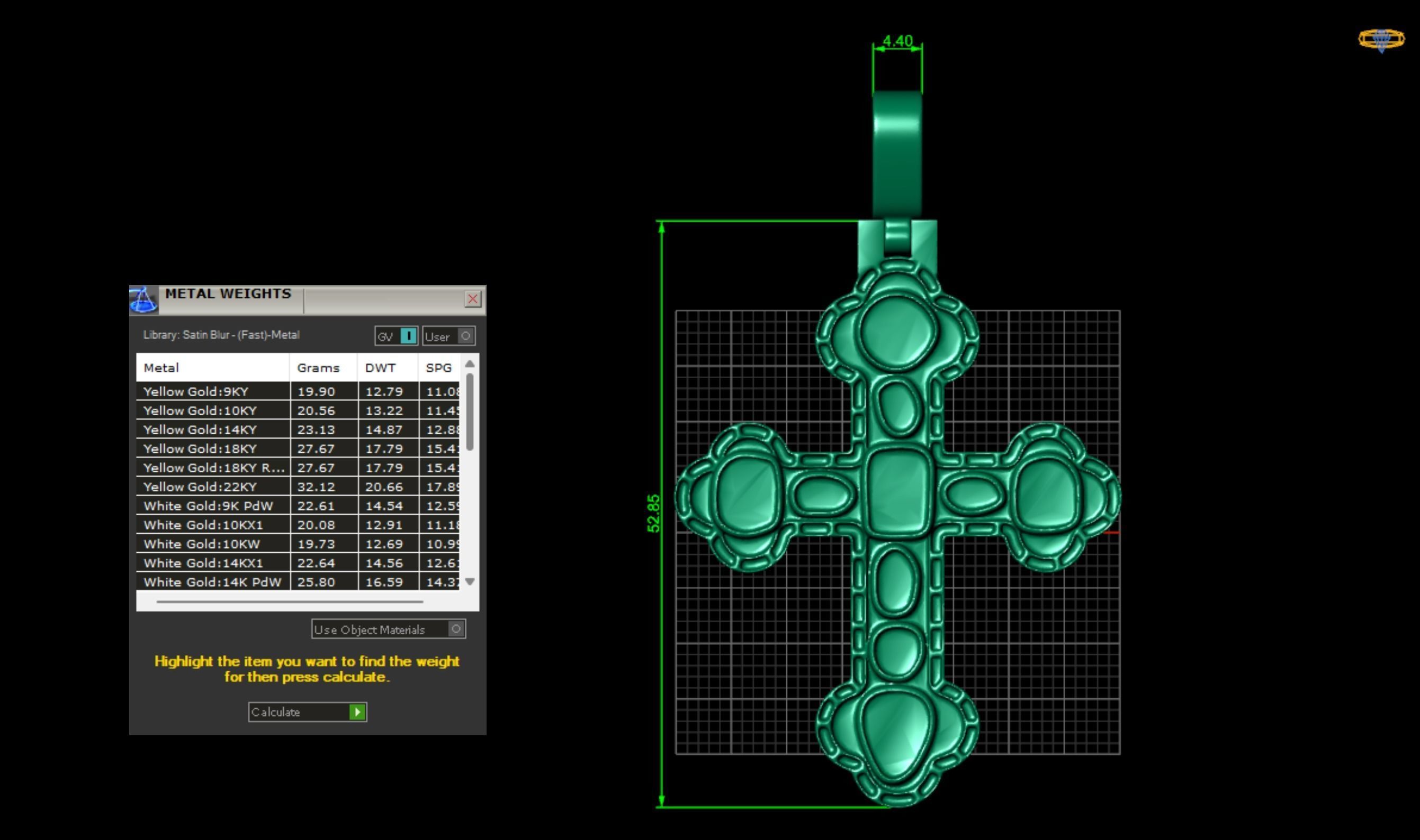 Cross Pendant with Cabochon Stones  3D print model_9