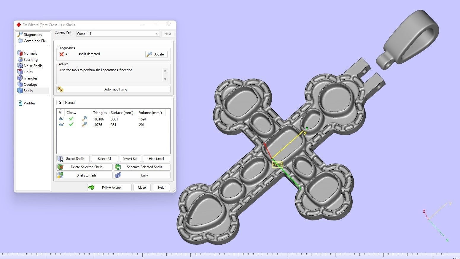 Cross Pendant with Cabochon Stones  3D print model_10