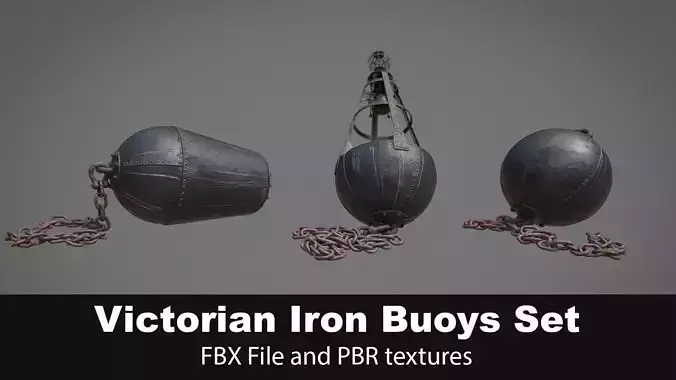 Victorian Iron Buoys Set 3D model