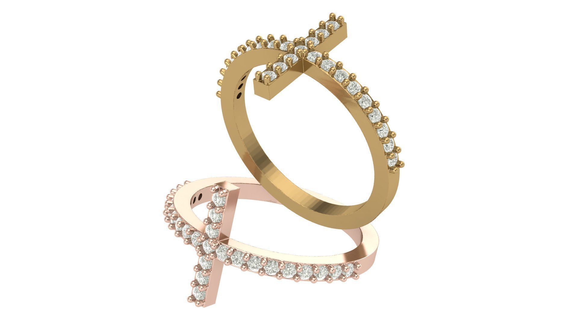 Cross Ring With Diamonds 3D print model_1