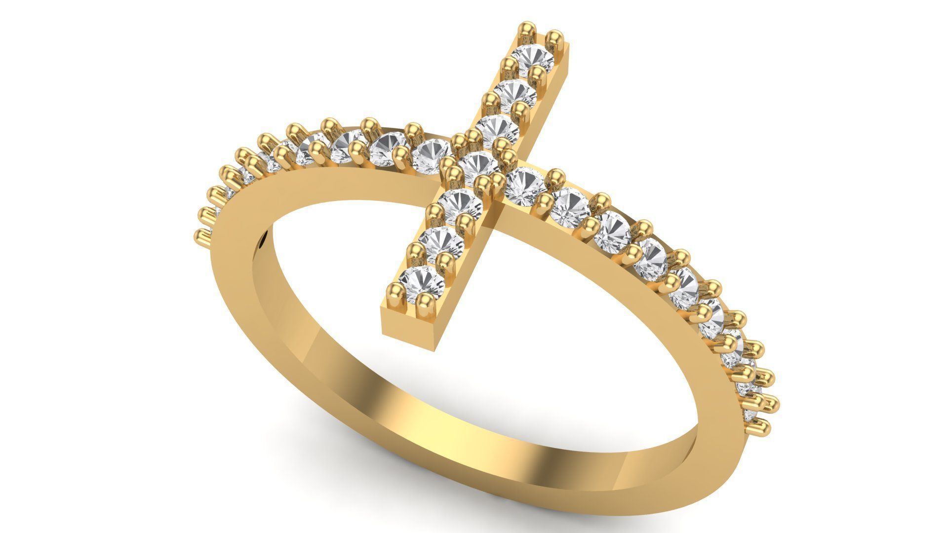 Cross Ring With Diamonds 3D print model_7