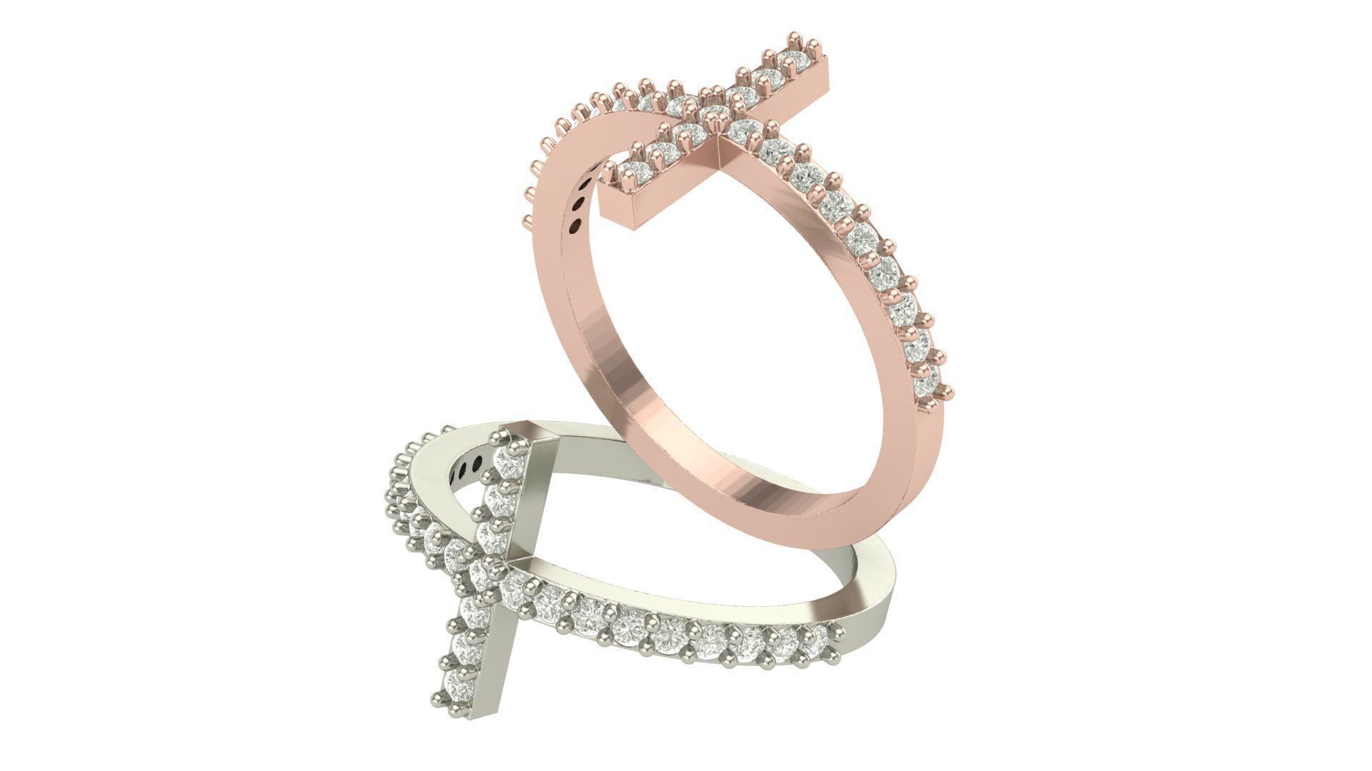 Cross Ring With Diamonds 3D print model_2