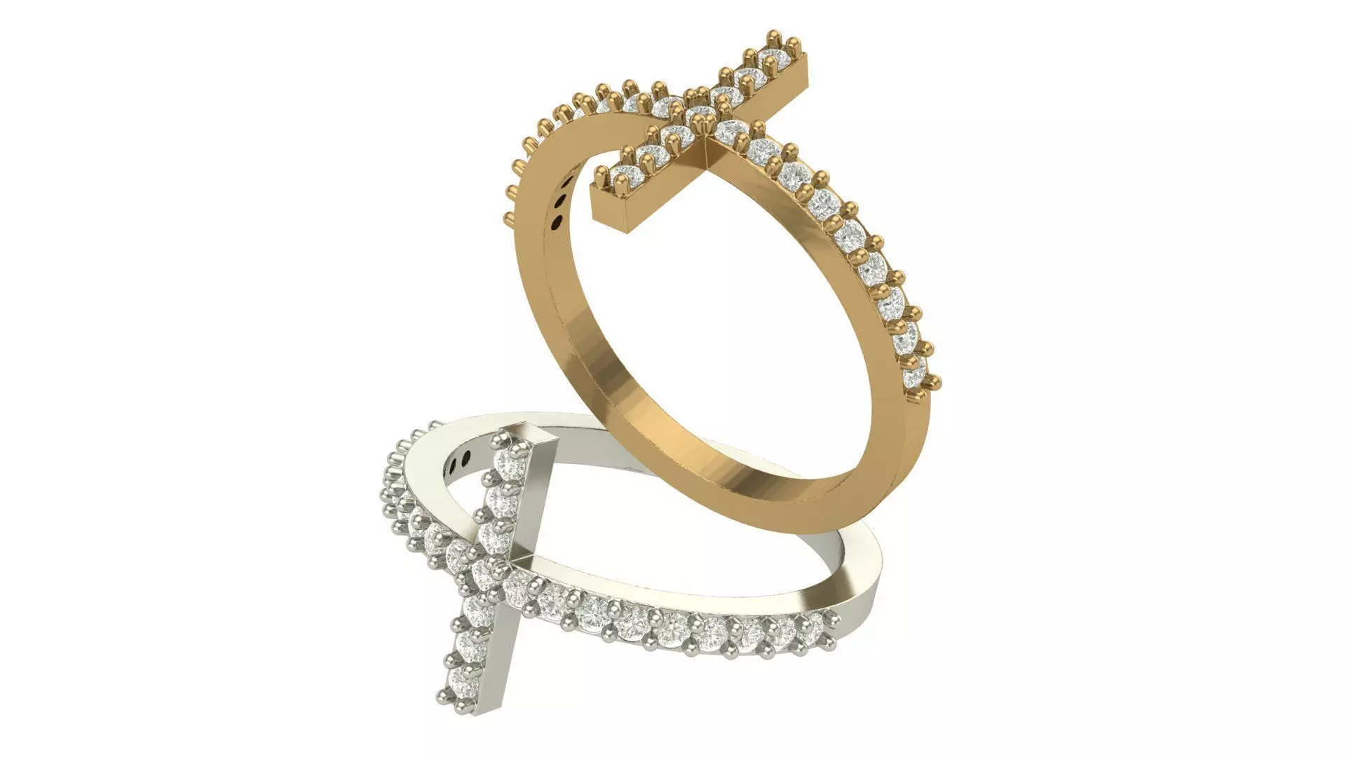 Cross Ring With Diamonds 3D print model_0