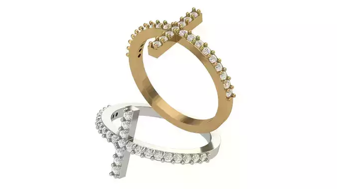 Cross Ring With Diamonds 
