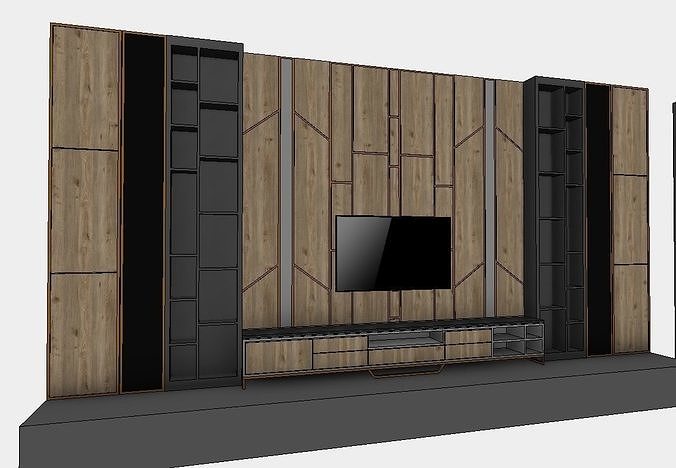 Accent wall Decorative Wall Panels Backdrop Revit Family  3D model 6