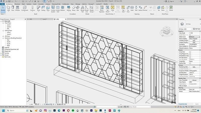 Accent wall Decorative Wall Panels Backdrop Revit Family  3D model 3