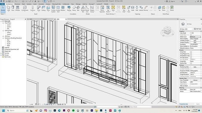 Accent wall Decorative Wall Panels Backdrop Revit Family  3D model 7