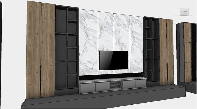 Accent wall Decorative Wall Panels Backdrop Revit Family  3D model 4