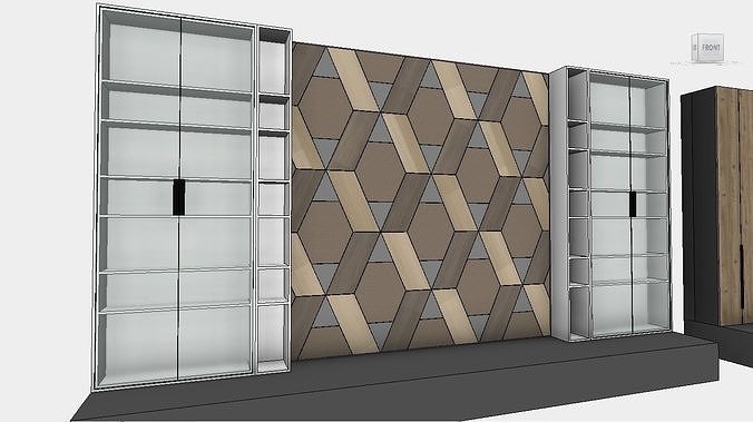 Accent wall Decorative Wall Panels Backdrop Revit Family  3D model 2