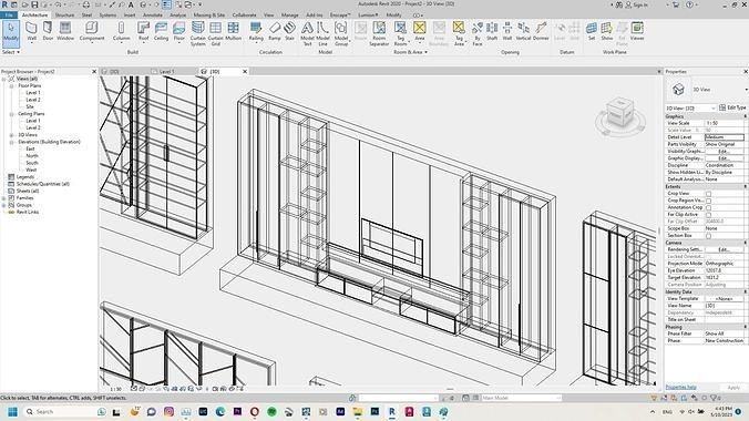 Accent wall Decorative Wall Panels Backdrop Revit Family  3D model 5