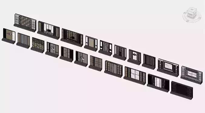 Decorative Wall Panels Backdrop Revit Family  3D model
