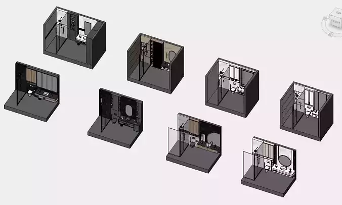 Bathroom design revit family 3D model