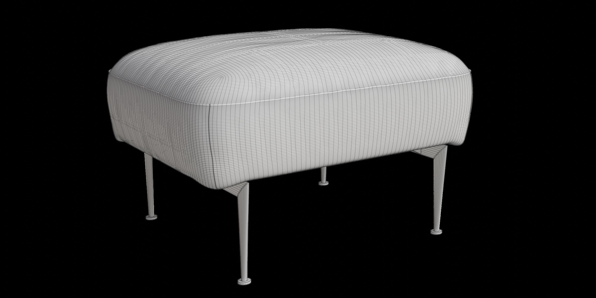 Footstool Gray Color 3D model_2