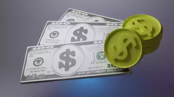 dollars and coins