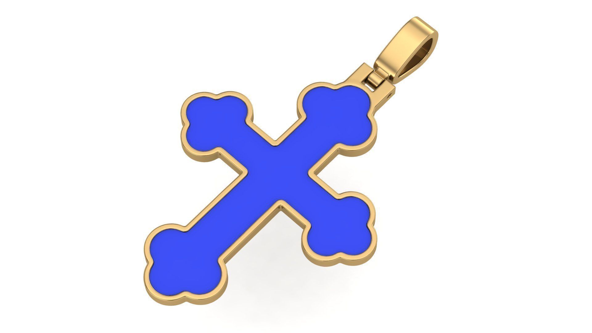Cross Pendant Classic with Enamel 3D print model_1