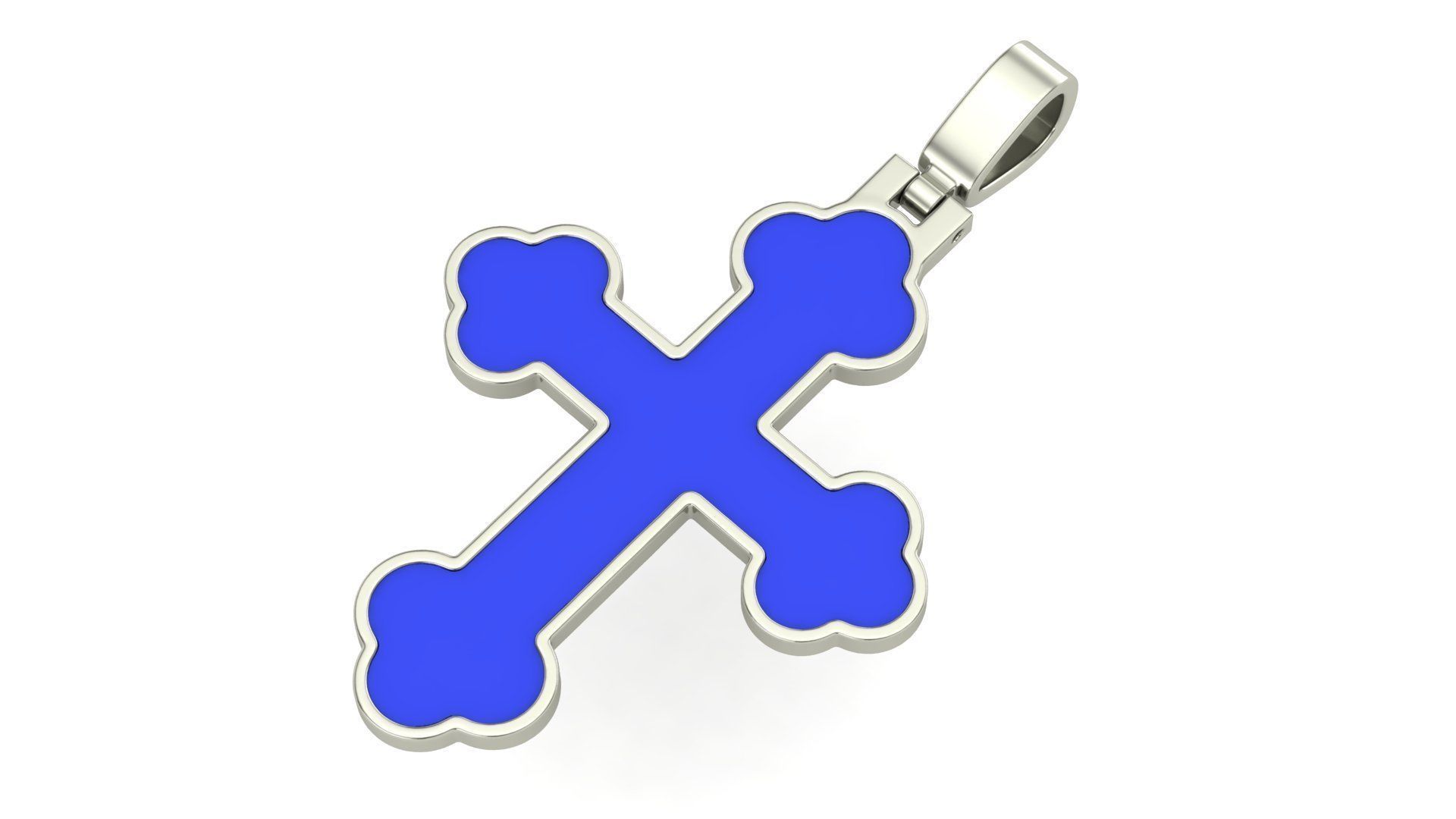 Cross Pendant Classic with Enamel 3D print model_2