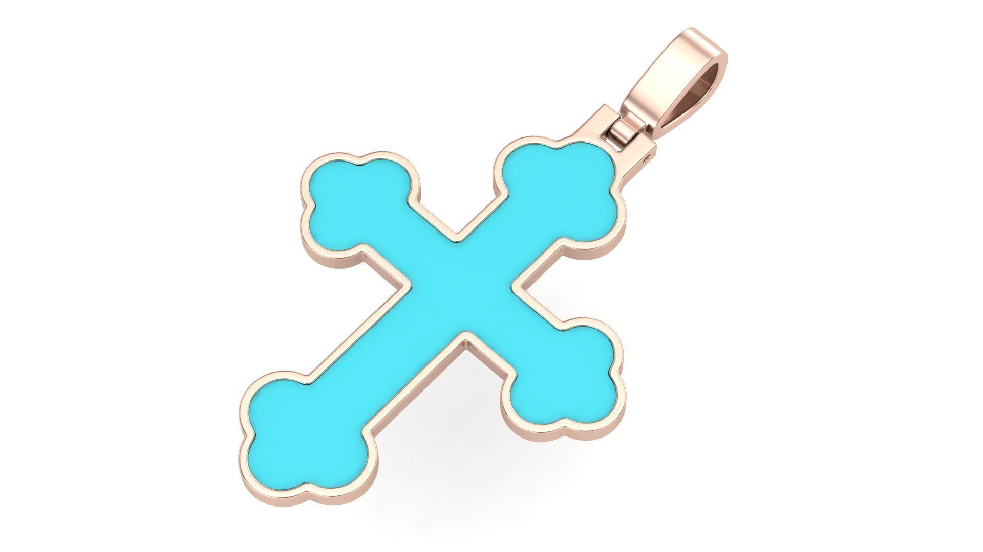 Cross Pendant Classic with Enamel 3D print model_5
