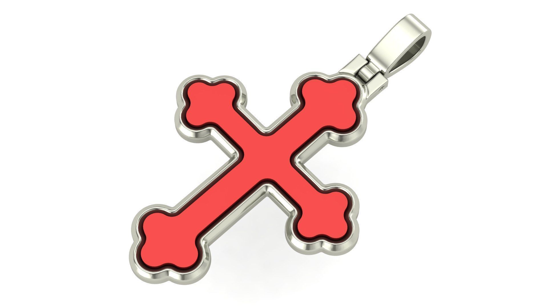 Classic Cross Pendant with enamel 3D print model_2