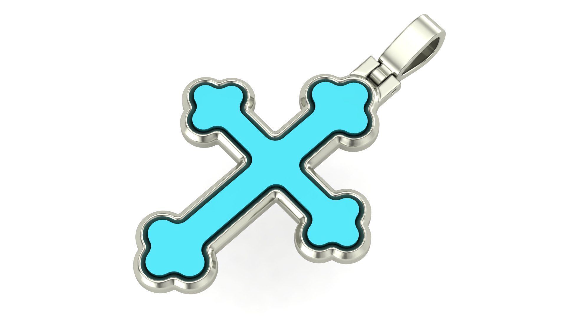 Classic Cross Pendant with enamel 3D print model_3