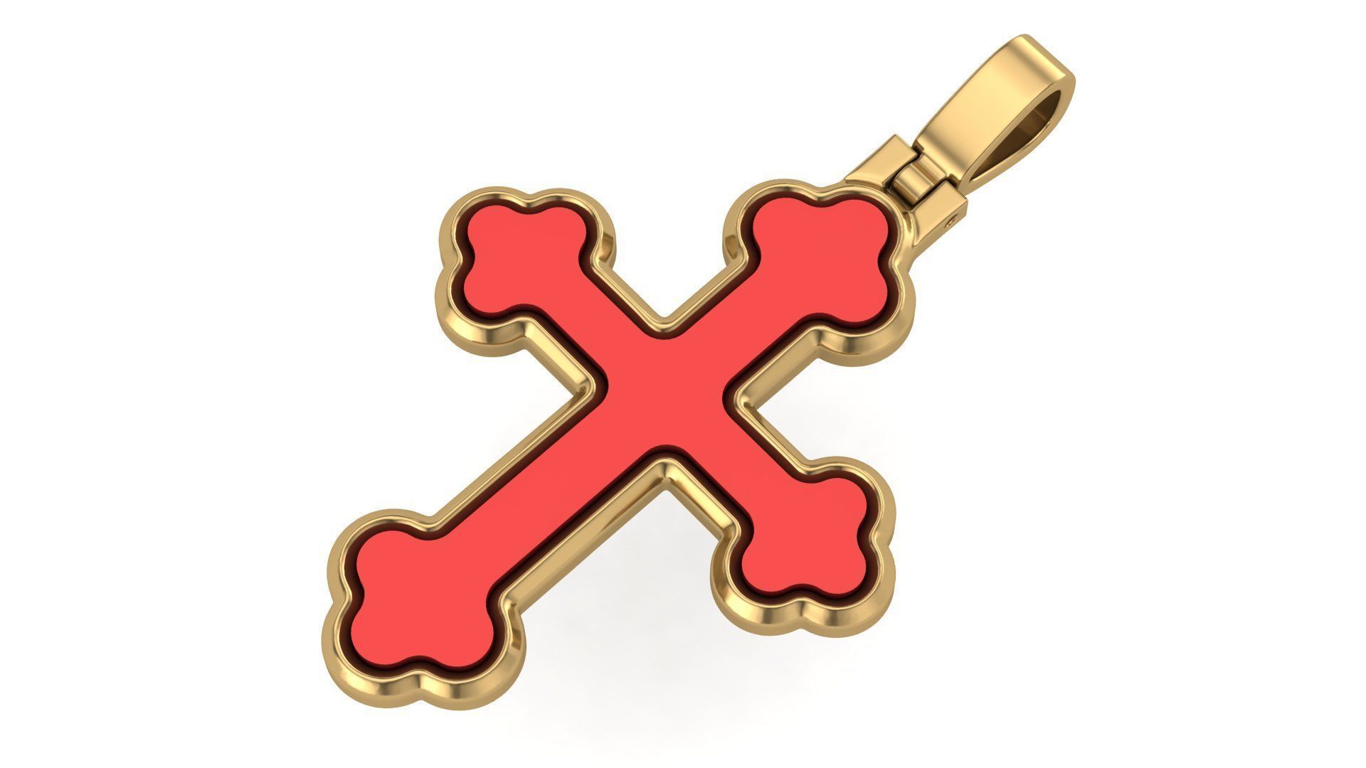 Classic Cross Pendant with enamel 3D print model_1