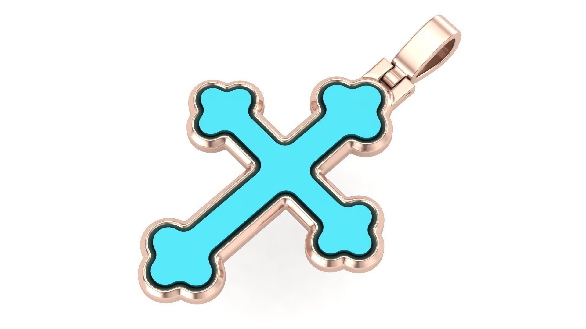Classic Cross Pendant with enamel 3D print model_4