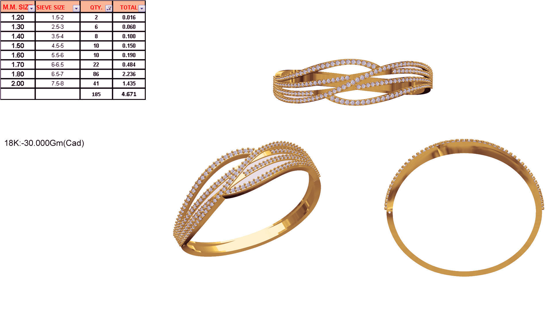 Women Bangle Bracelet STL JCD Details 3D print model_1