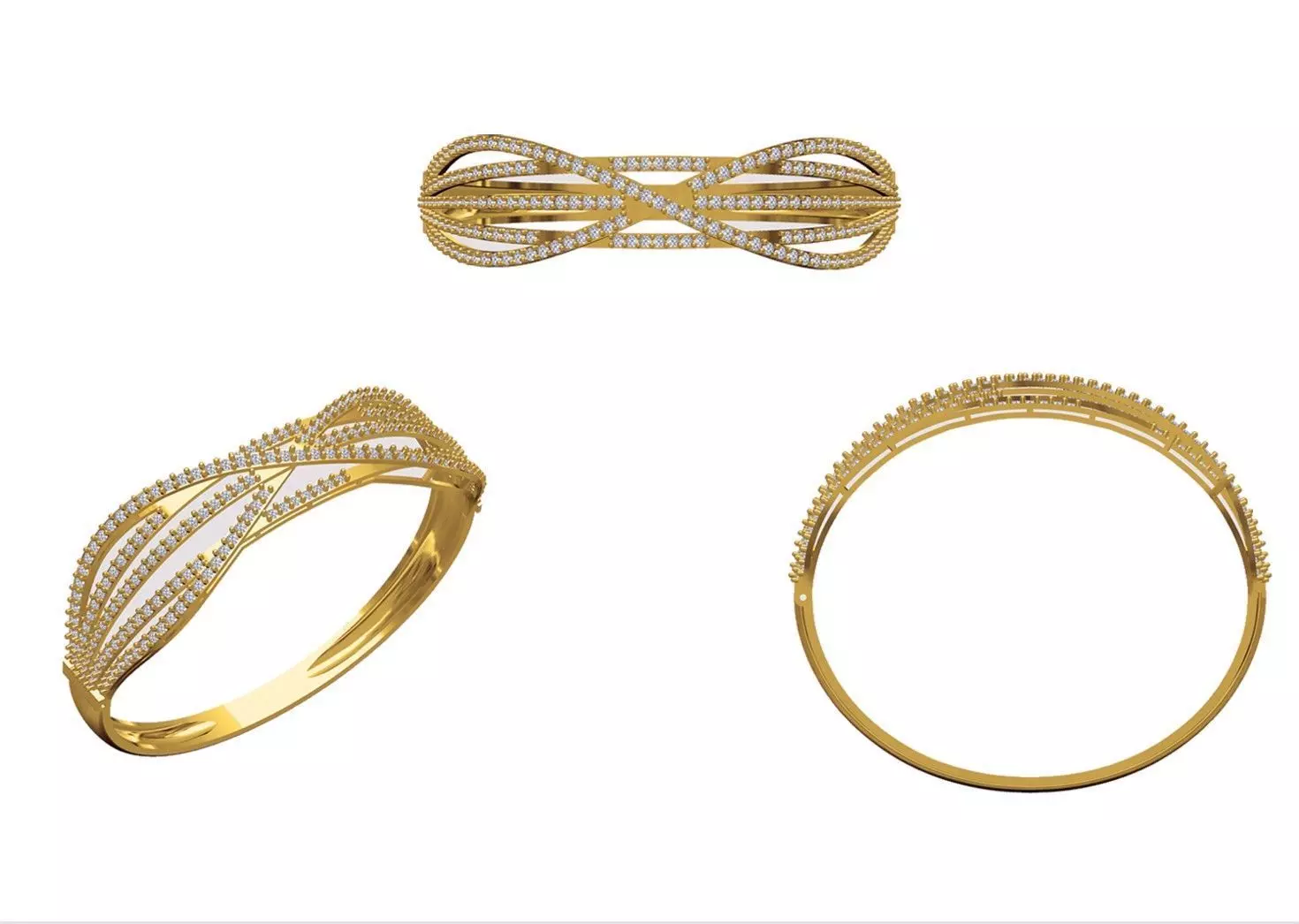 Women Bangle Bracelet STL JCD Details 3D print model_0