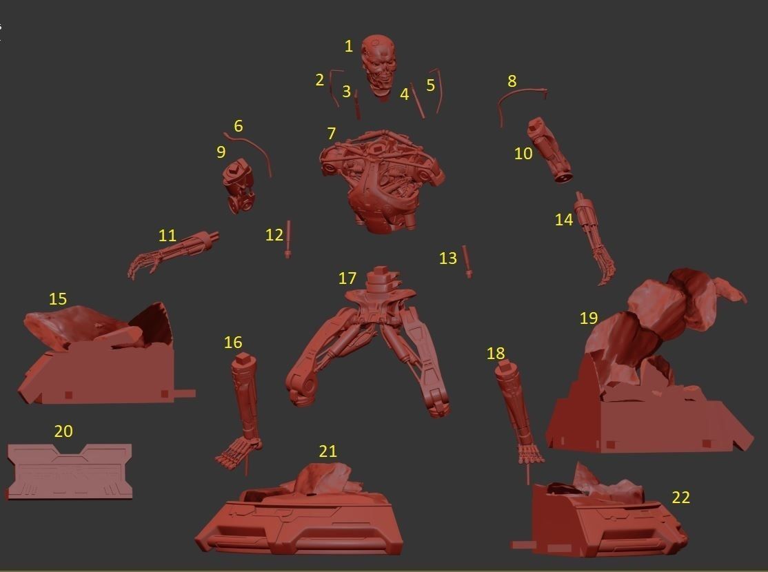Terminator T-800 Endoskeleton Rekvizit T1 V2 High Detal 3D print model_3
