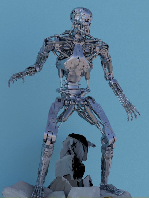 Terminator T-800 Endoskeleton Rekvizit T1 V2 High Detal 3D print model_35