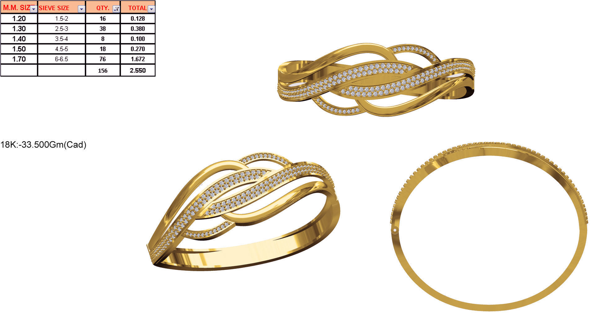 Women Bangle Bracelet STL JCD Details 3D print model_1