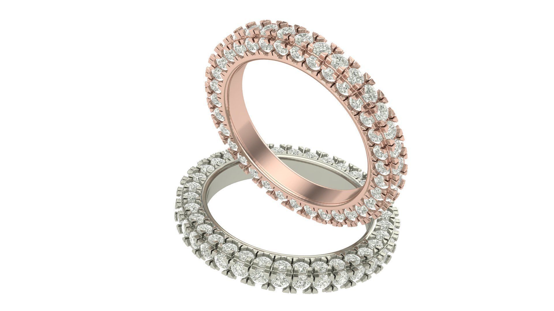 Eternity Ring with 3 sided Diamond Setting 3D print model_2