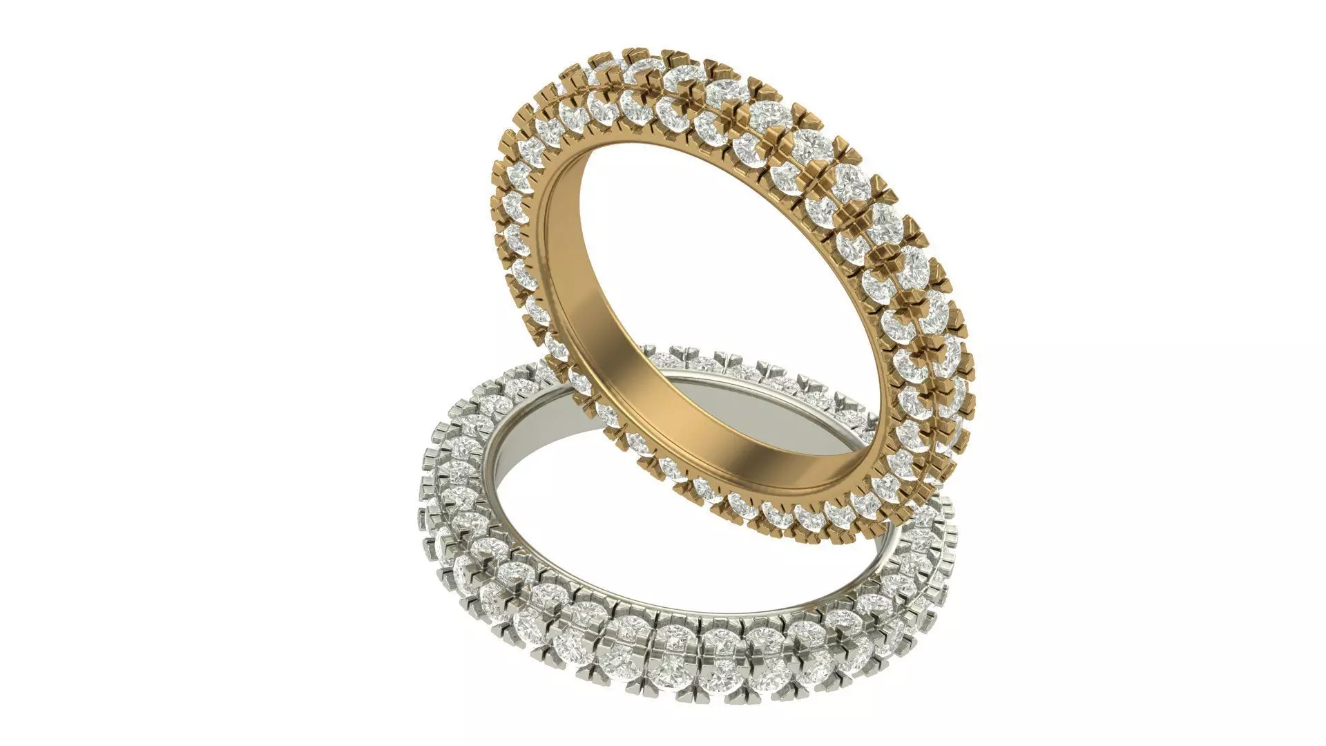 Eternity Ring with 3 sided Diamond Setting 3D print model_0