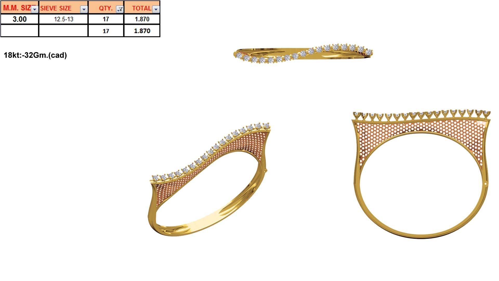 Women Bangle Bracelet STL JCD Details 3D print model_1