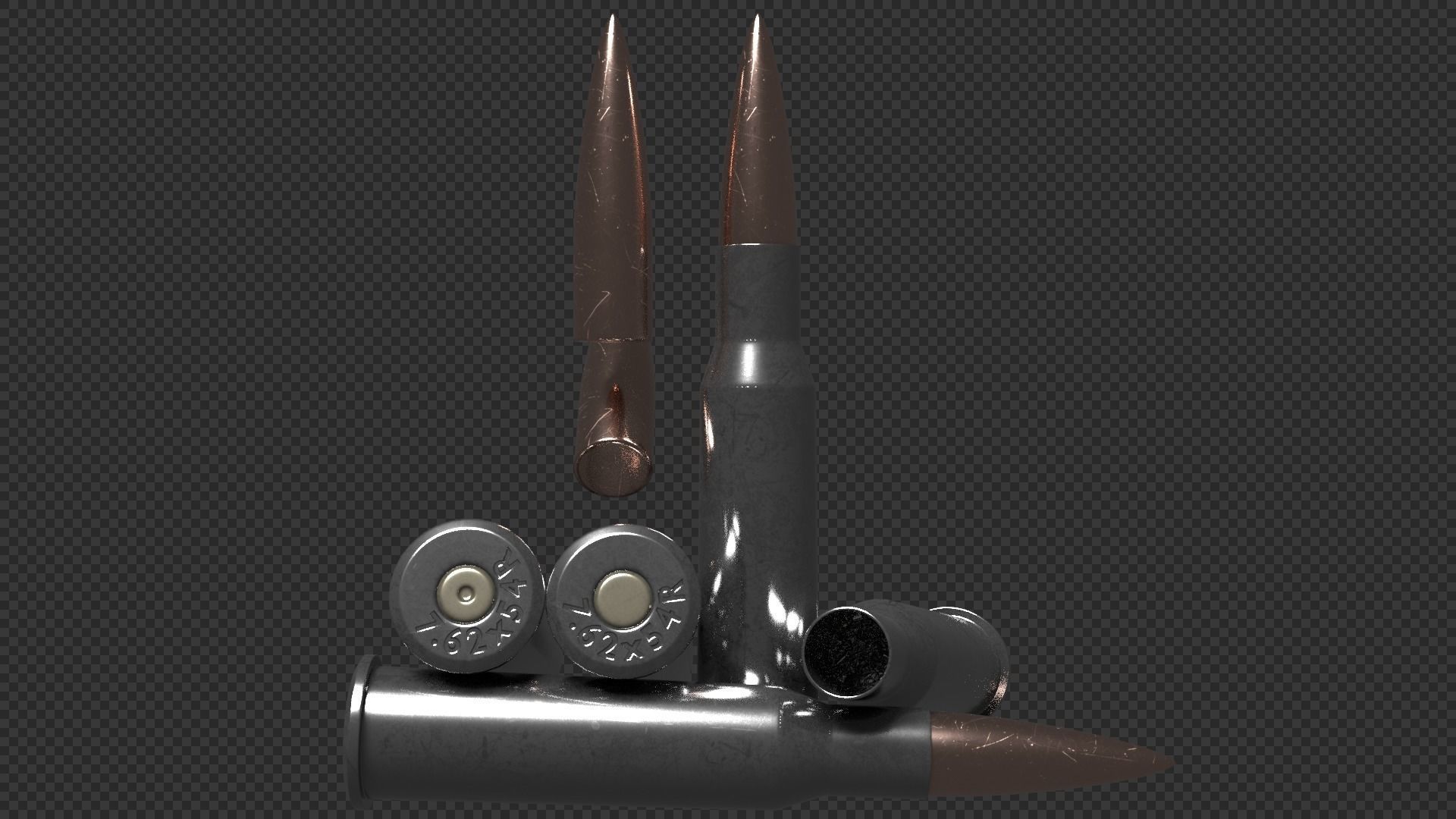 762x54R Cartridge Low-poly 3D model_1