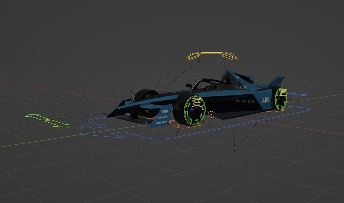 F1 car 3d textured model  Low-poly 3D model_5