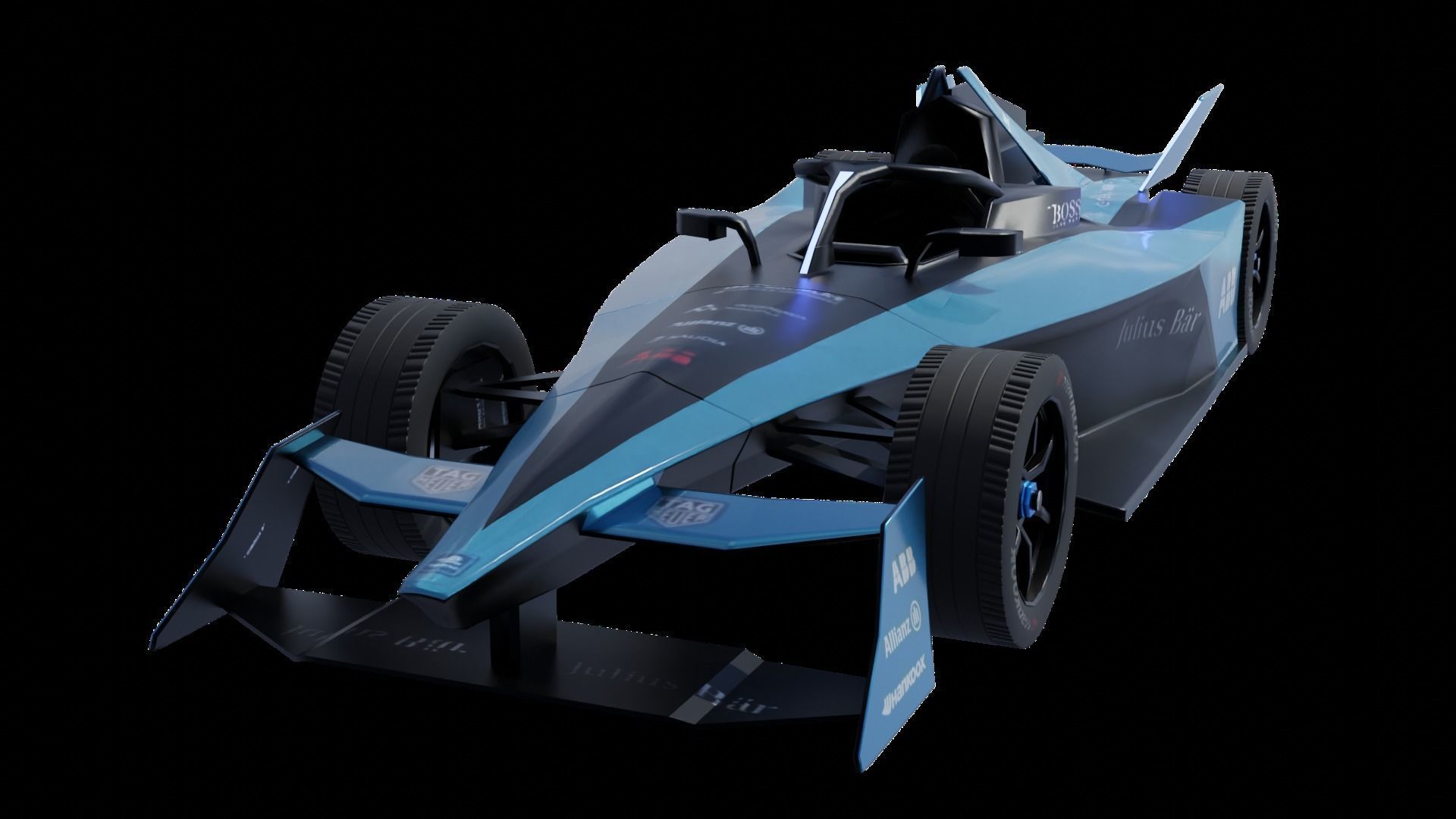 F1 car 3d textured model  Low-poly 3D model_2