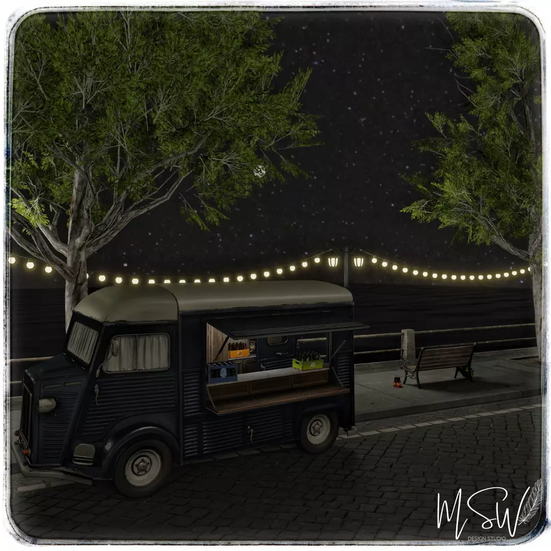 Waterfront Blender Scene - NIGHT 3D model_0