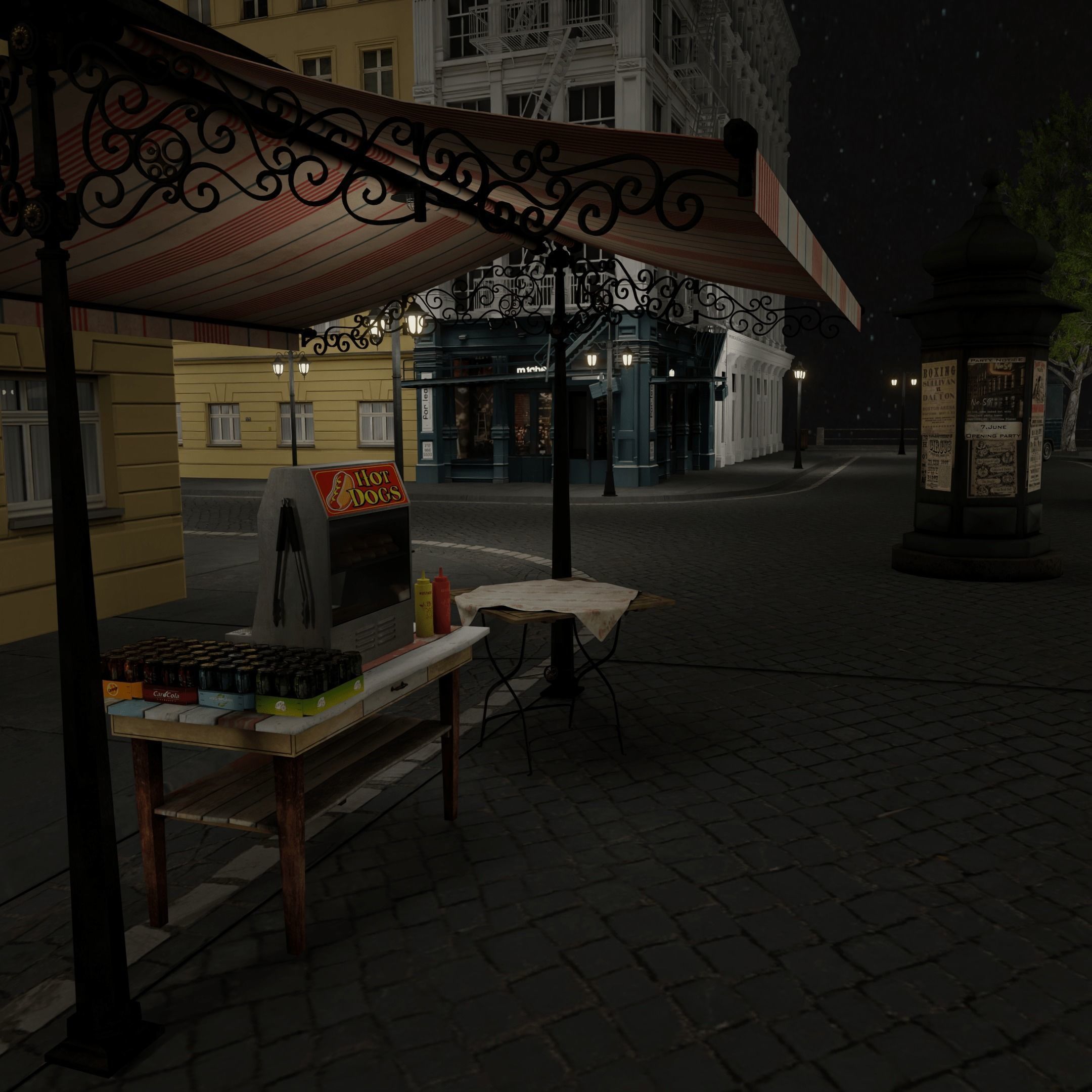 Waterfront Blender Scene - NIGHT 3D model_4