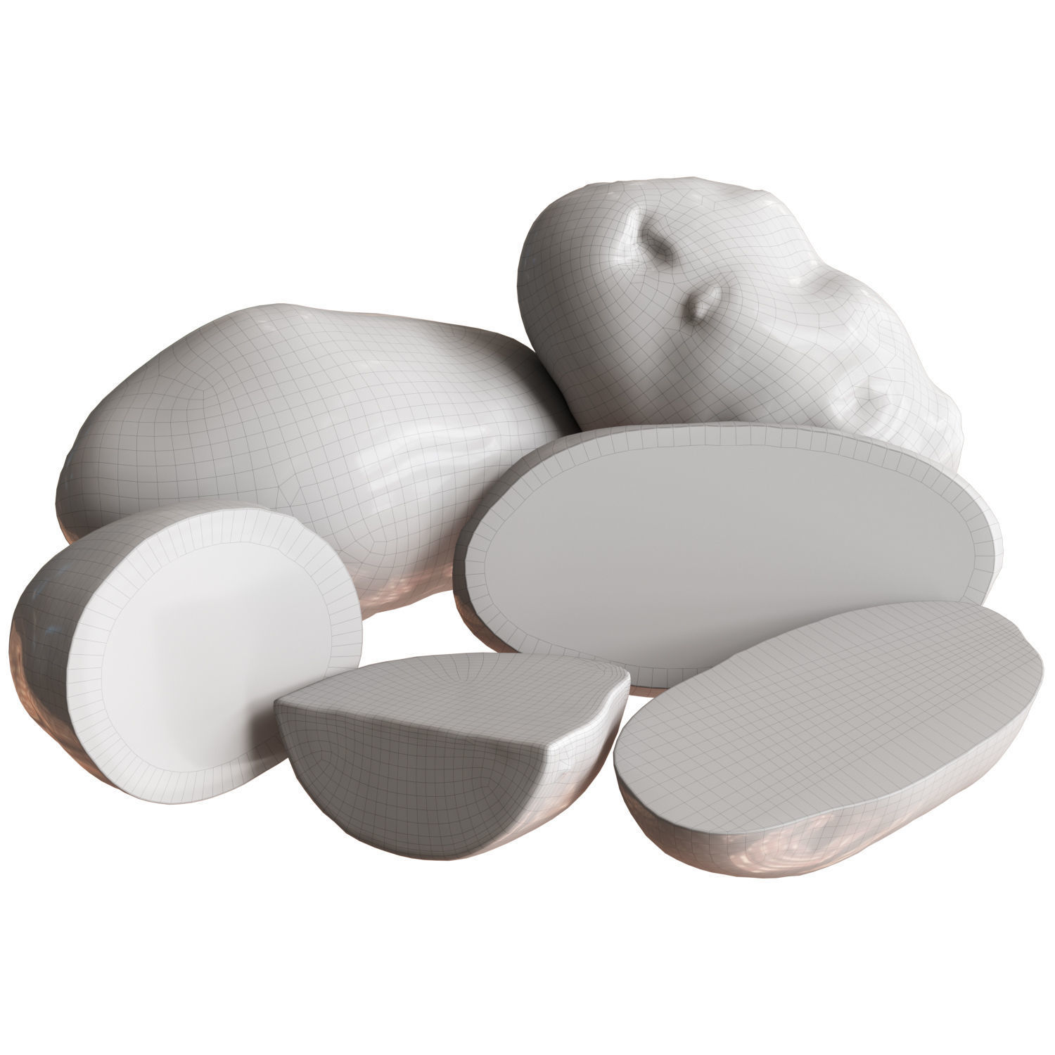 Sliced potatoes Low-poly 3D model_1