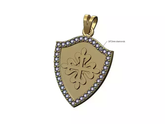 Diamond PP logo shield pendant with bail