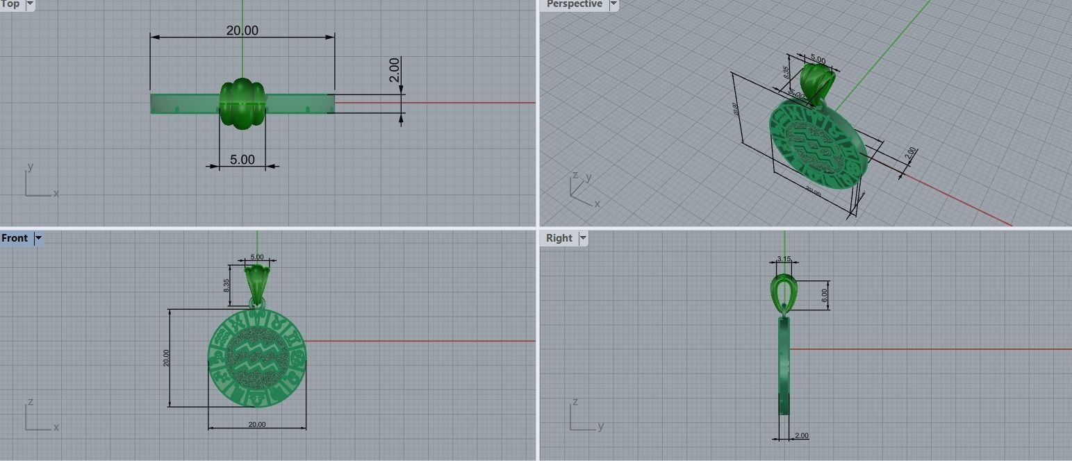 Zodiac pendant 3D print model 0017 3D print model_1