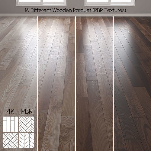 Wood Parquet Floor Set PBR  Seamless No 75 3D model