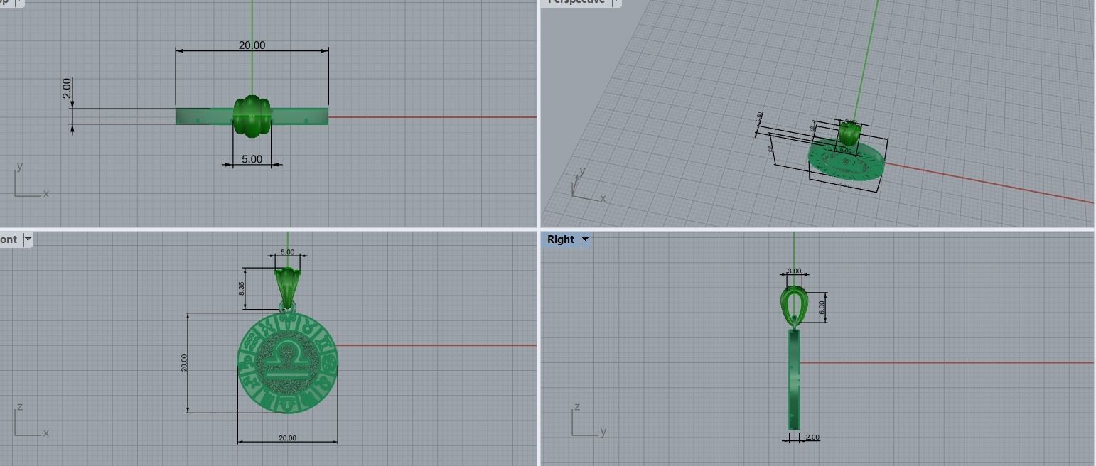 Zodiac pendant model 0018 3D print model_1