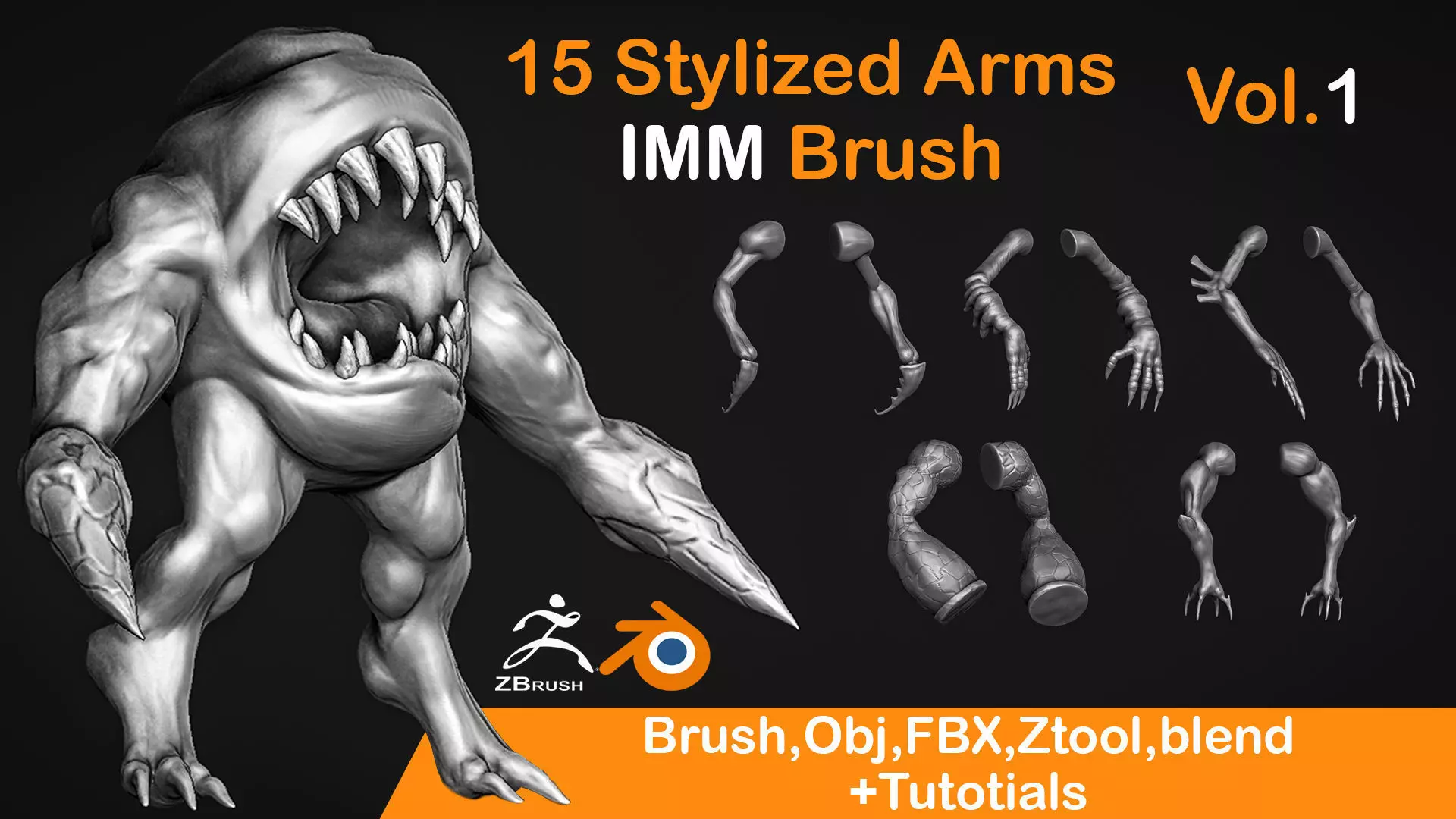 15 Stylized Arm IMM Brush 3D model_0